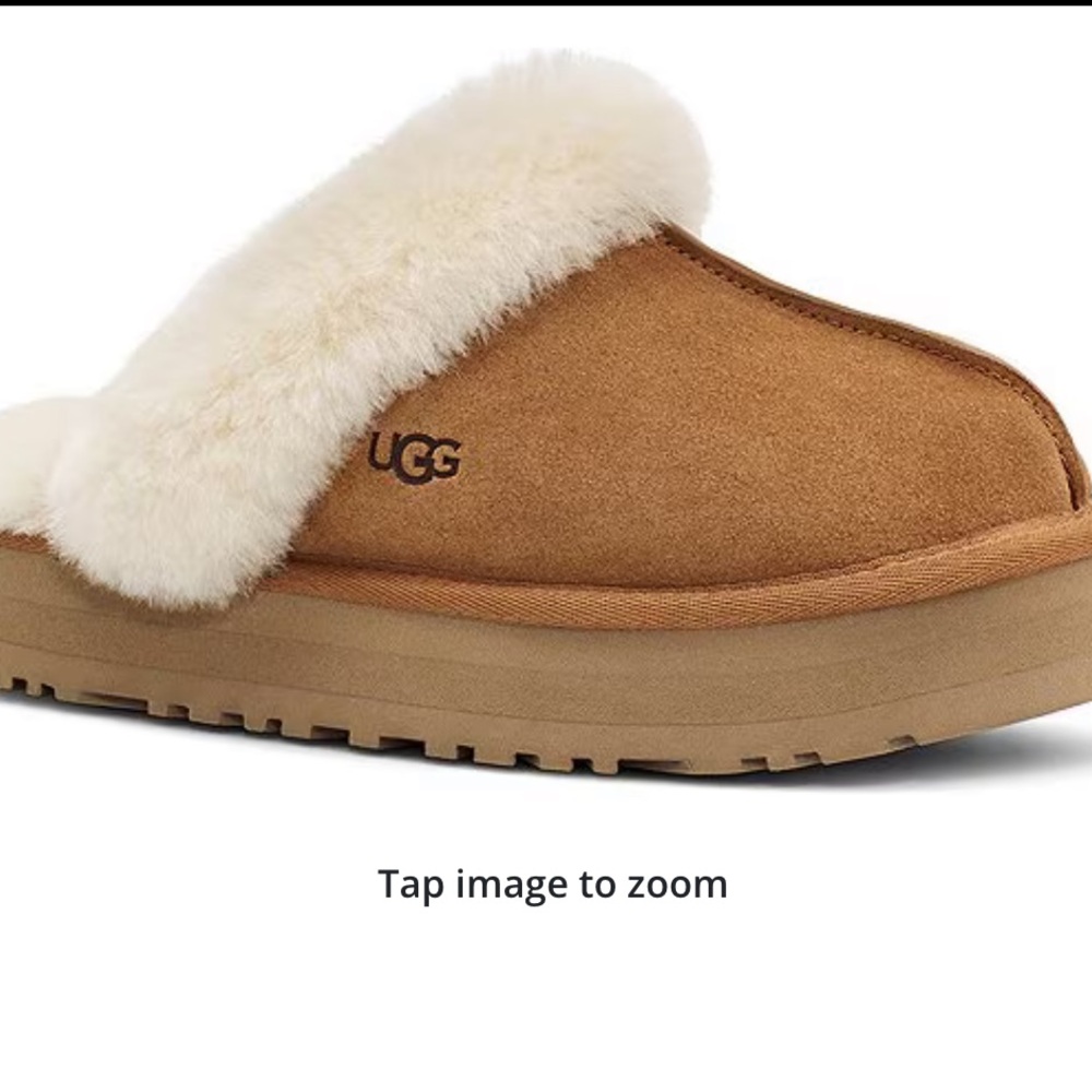UGG Disquette Suede Fur Platform Slippers